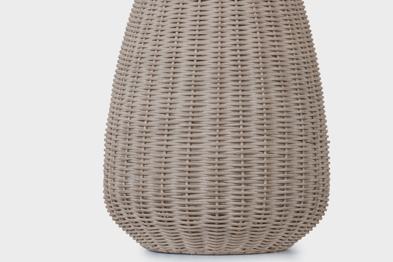 Kokomo 30" Table Lamp | Ash Wicker and Antique-Burnished Brass | Linen Shade