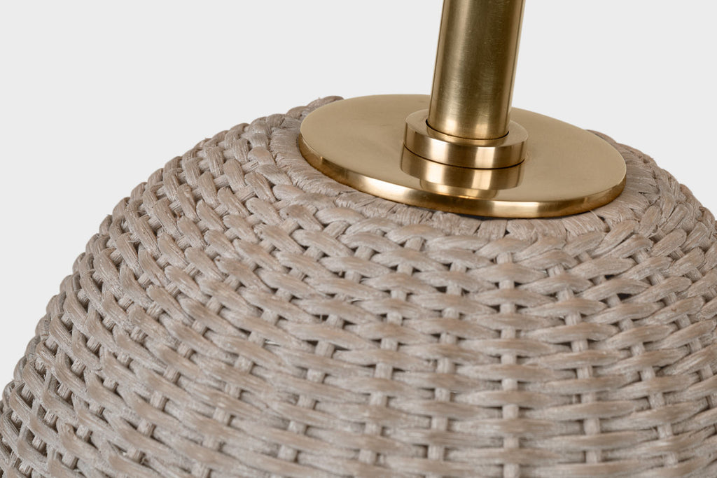 Kokomo 30" Table Lamp | Ash Wicker and Antique-Burnished Brass | Linen Shade