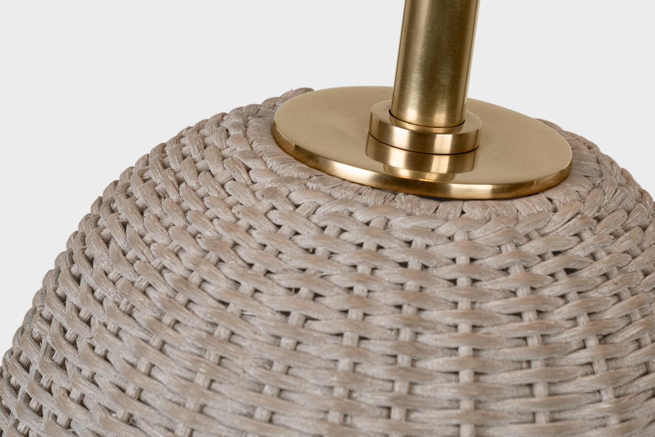 Kokomo 30" Table Lamp | Ash Wicker and Antique-Burnished Brass | Linen Shade