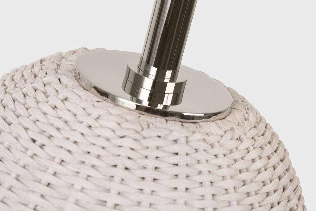 Kokomo 30" Table Lamp | Chalk Wicker and Polished Nickel | Linen Shade