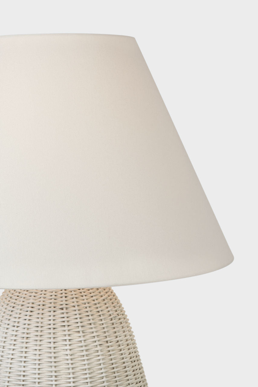 Kokomo 30" Table Lamp | Chalk Wicker and Polished Nickel | Linen Shade