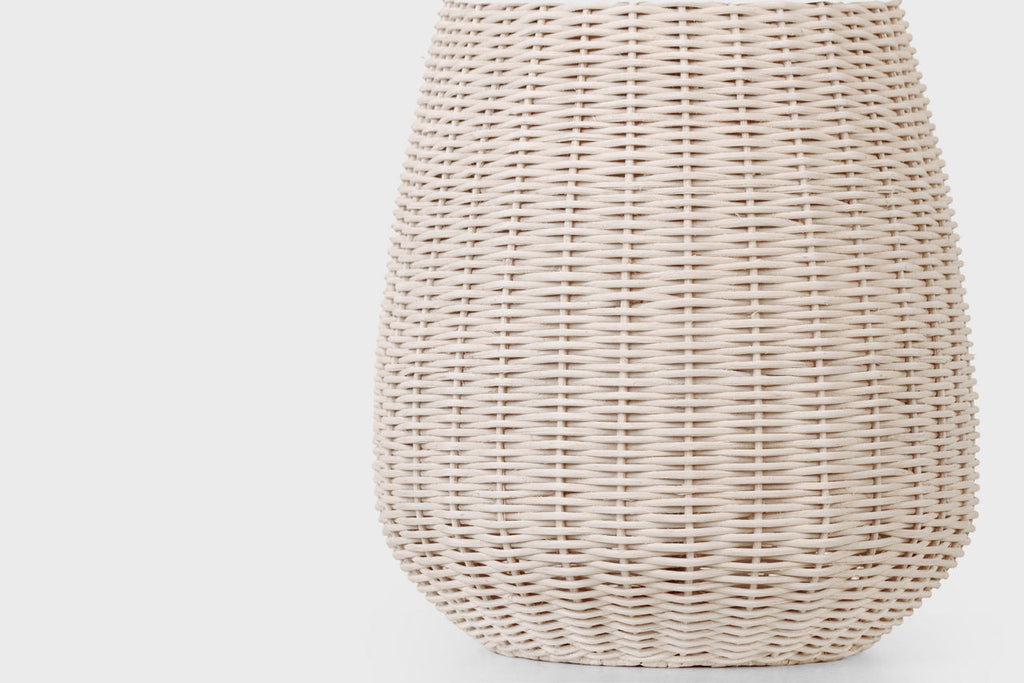 Kokomo 30" Table Lamp | Chalk Wicker and Polished Nickel | Linen Shade