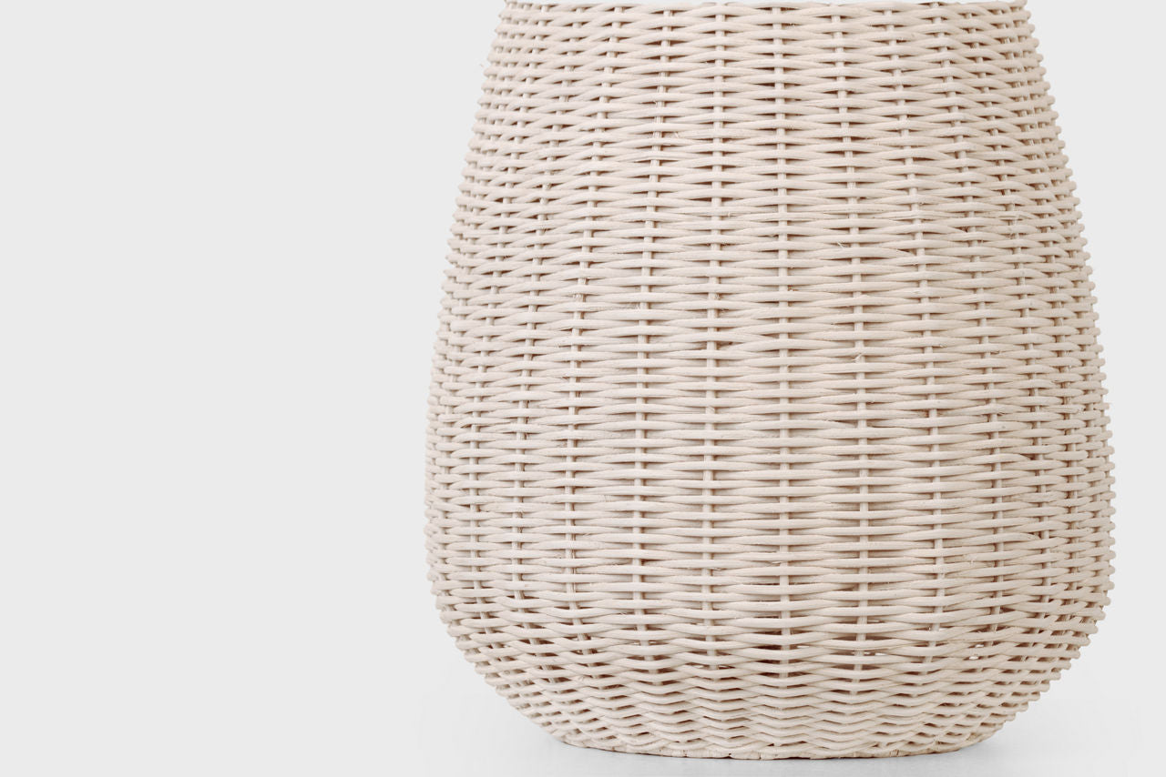 Kokomo 30" Table Lamp | Chalk Wicker and Polished Nickel | Linen Shade