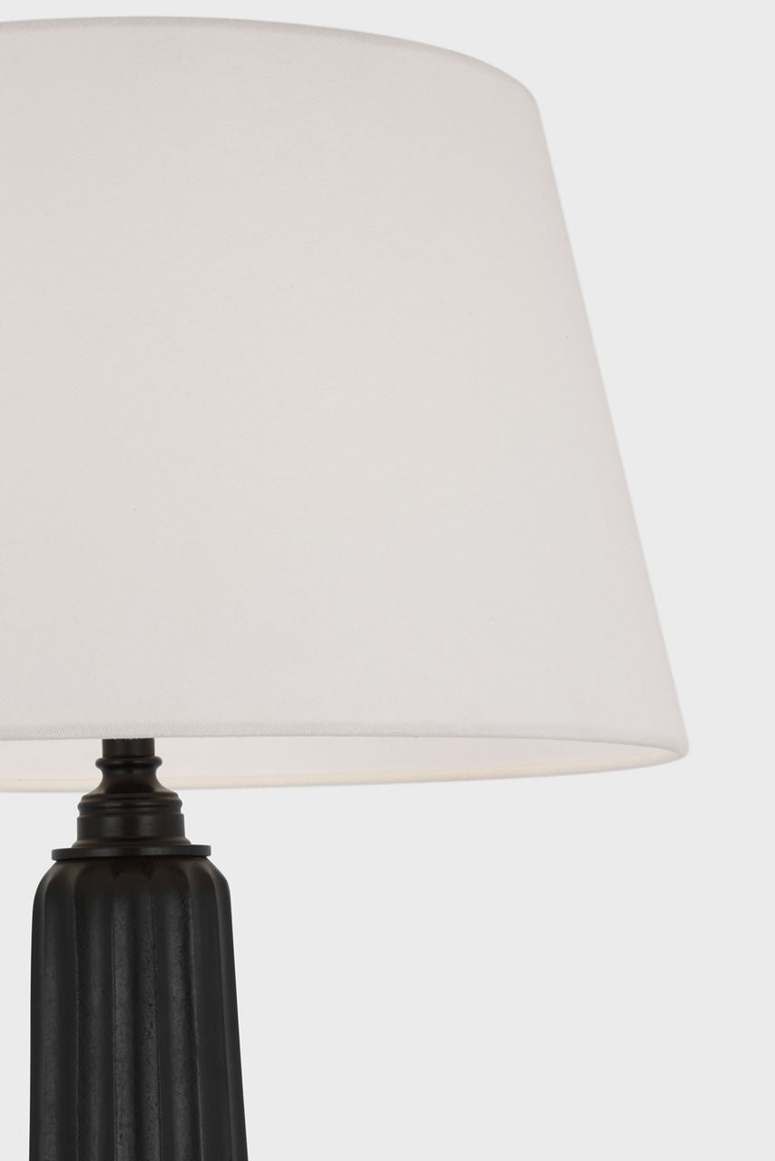 Fluted Spire Large Cordless Table Lamp | Aged Iron | Linen Shade