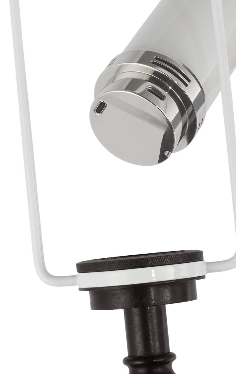 Fluted Spire Large Cordless Table Lamp | Aged Iron | Linen Shade