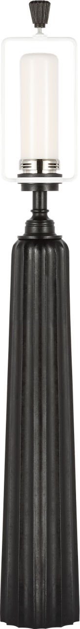 Fluted Spire Large Cordless Table Lamp | Aged Iron | Linen Shade