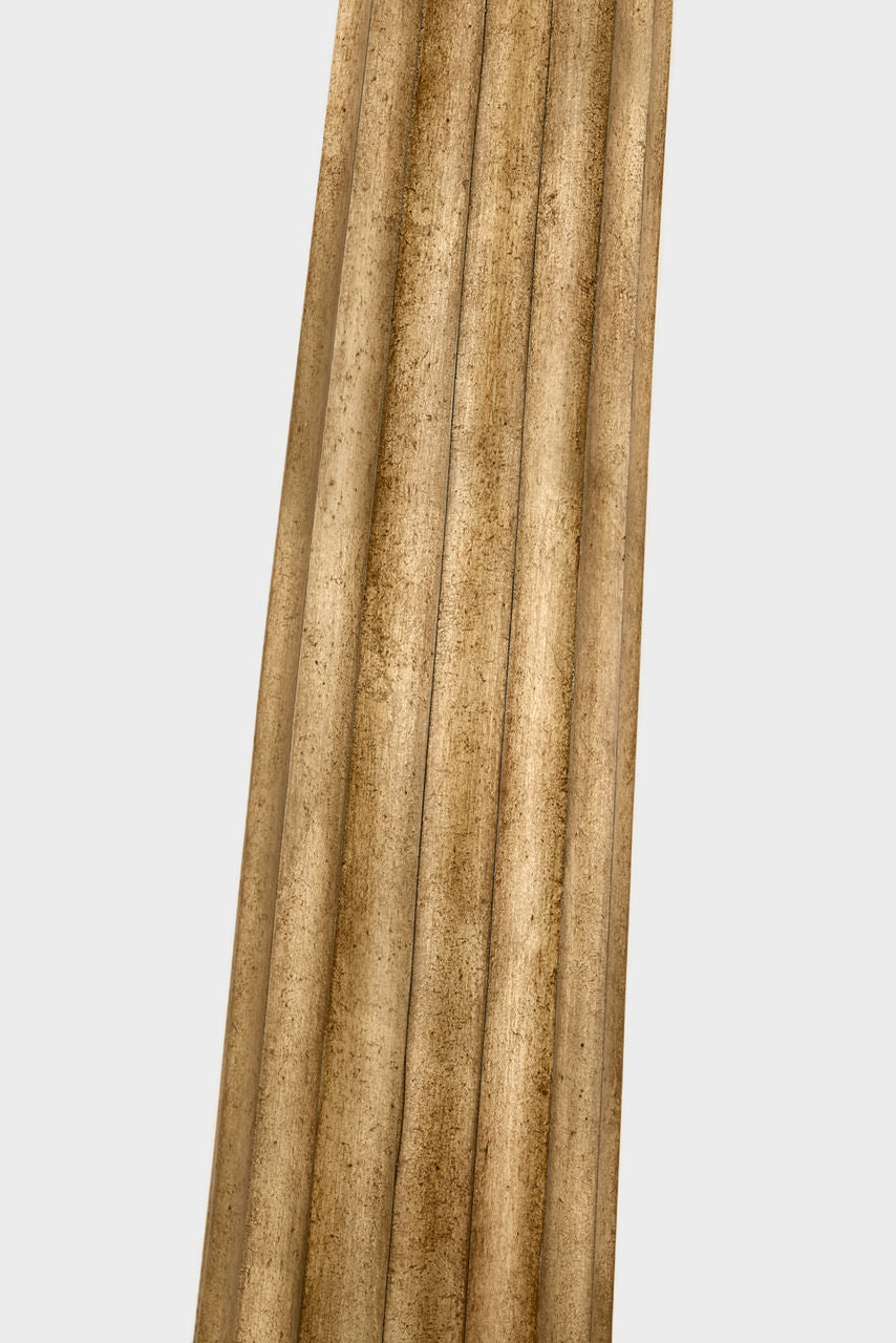Fluted Spire Large Cordless Table Lamp | Gilded Iron | Linen Shade