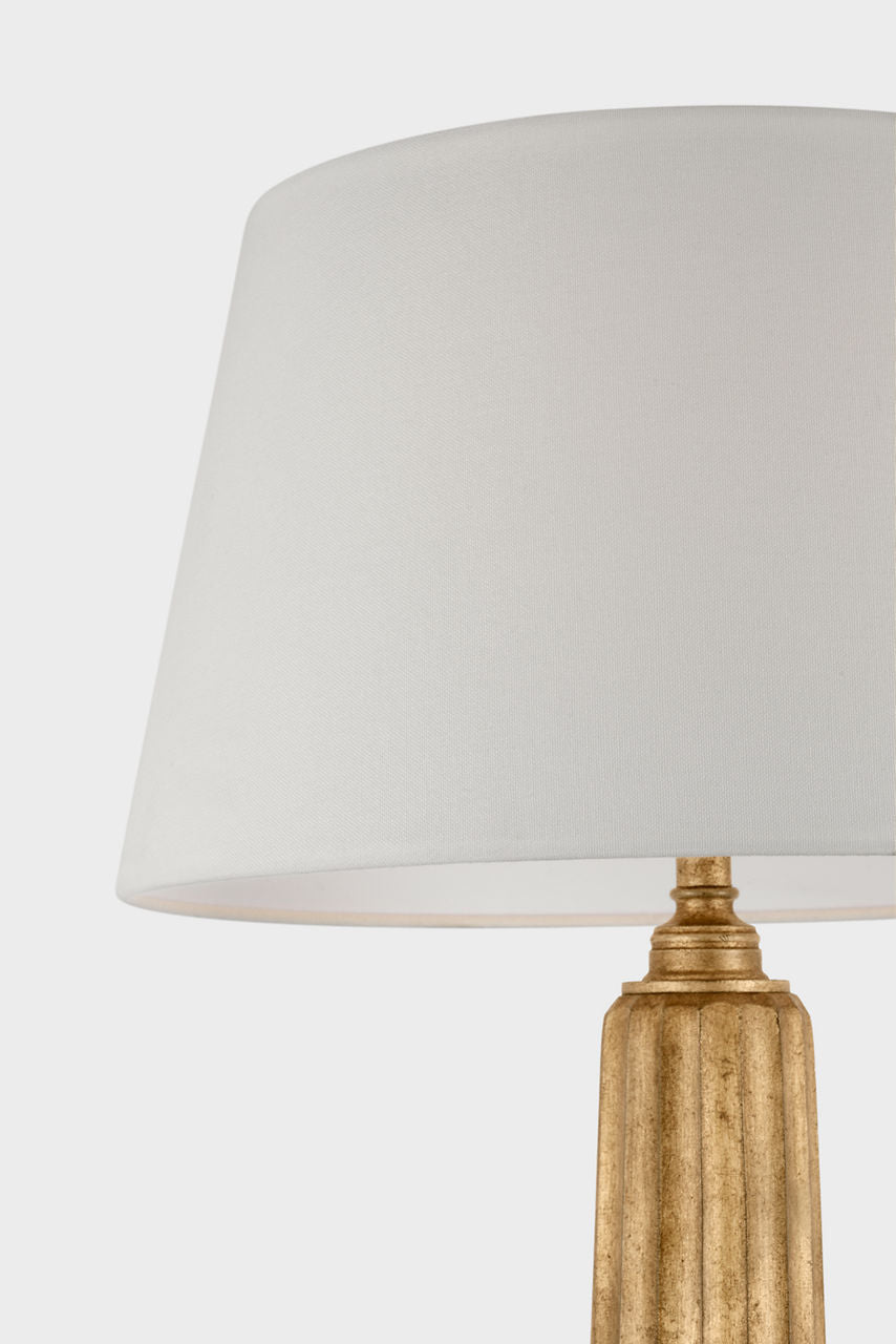 Fluted Spire Large Cordless Table Lamp | Gilded Iron | Linen Shade