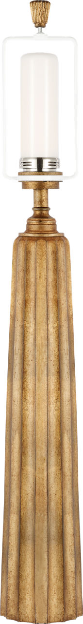 Fluted Spire Large Cordless Table Lamp | Gilded Iron | Linen Shade