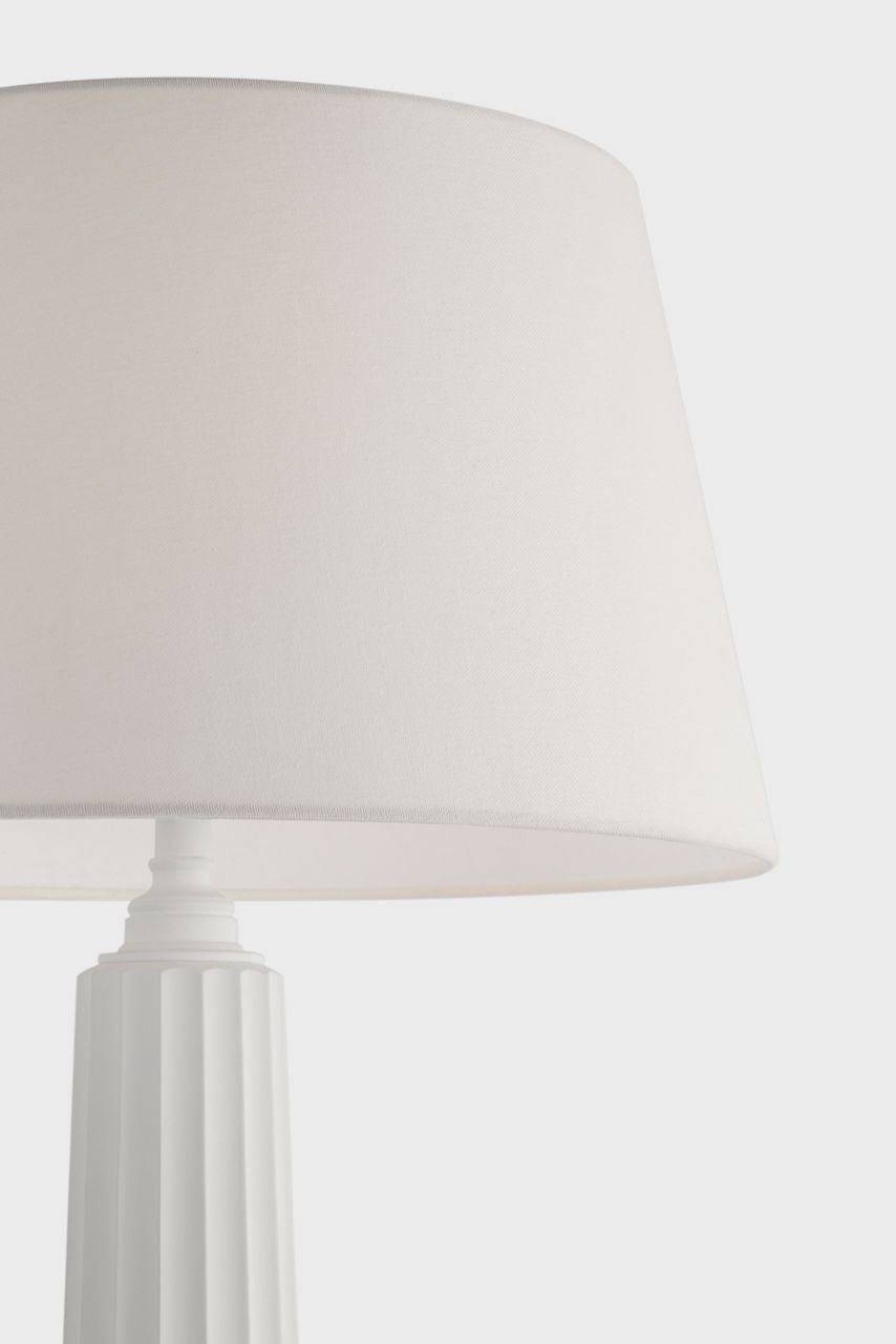 Fluted Spire Large Cordless Table Lamp | Plaster White | Linen Shade