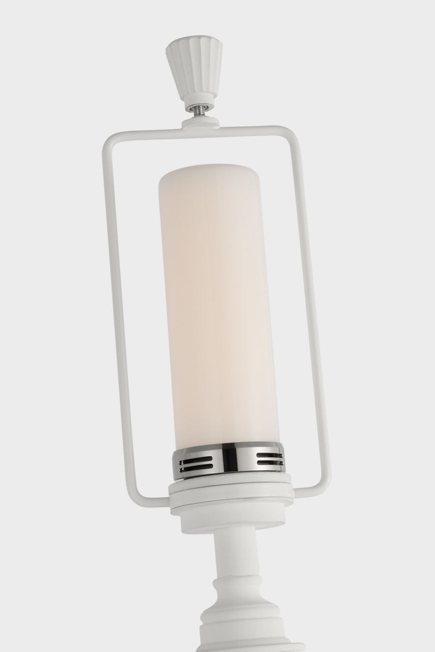 Fluted Spire Large Cordless Table Lamp | Plaster White | Linen Shade