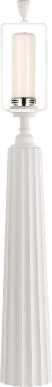 Fluted Spire Large Cordless Table Lamp | Plaster White | Linen Shade