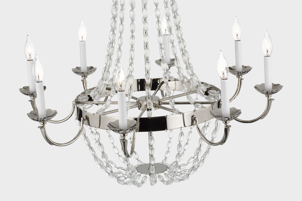 Paris Flea Market Large Chandelier | Polished Nickel | Seeded Glass