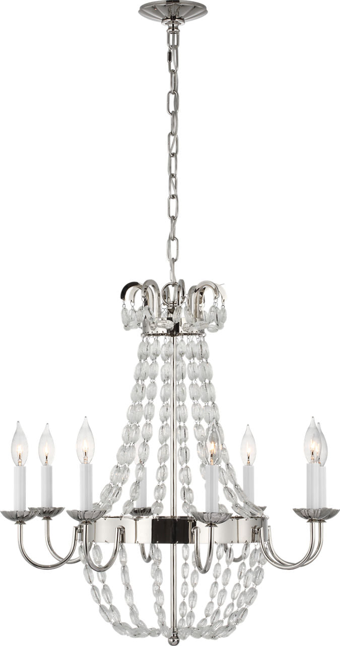 Paris Flea Market Medium Chandelier | Polished Nickel and Seeded Glass