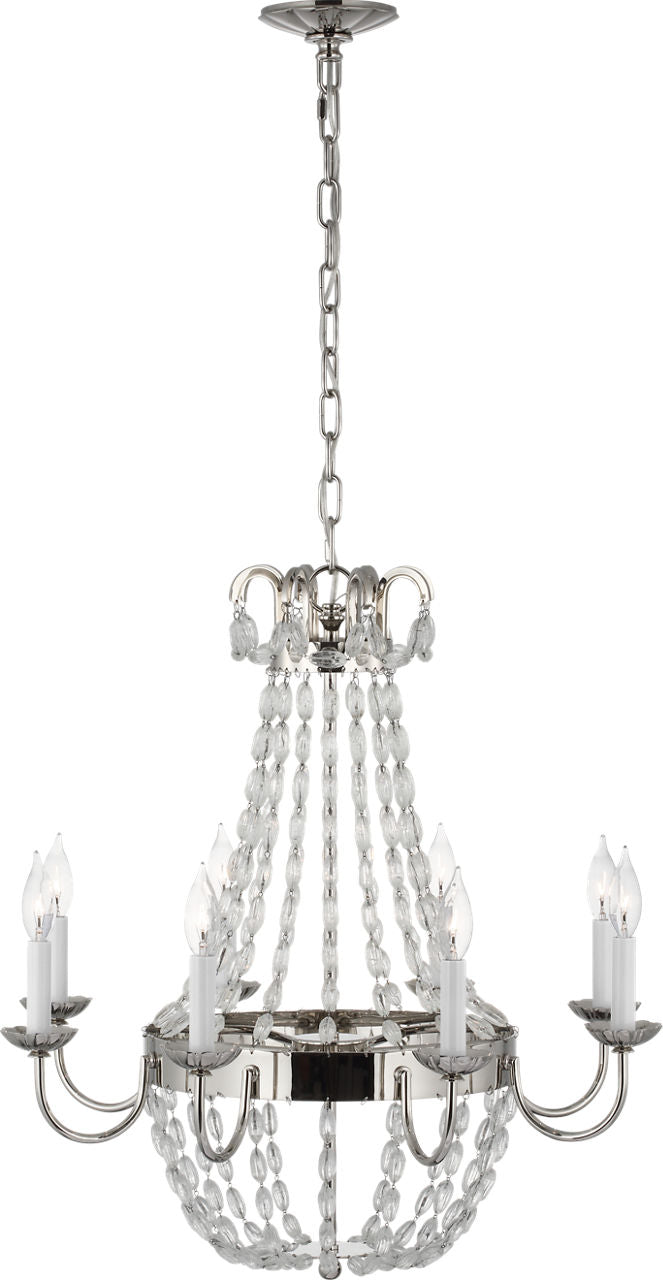 Paris Flea Market Medium Chandelier | Polished Nickel and Seeded Glass