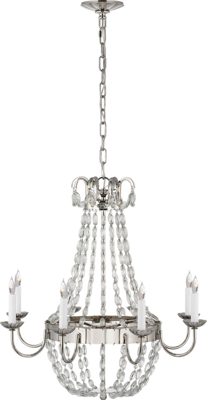 Paris Flea Market Medium Chandelier | Polished Nickel and Seeded Glass