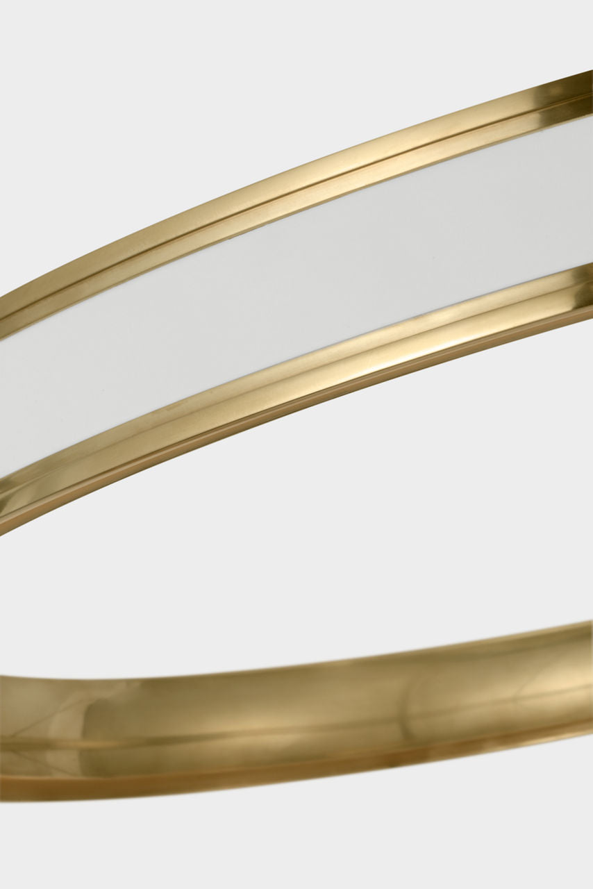 Connery 40" Two-Tier Ring Chandelier | Matte White and Antique-Burnished Brass