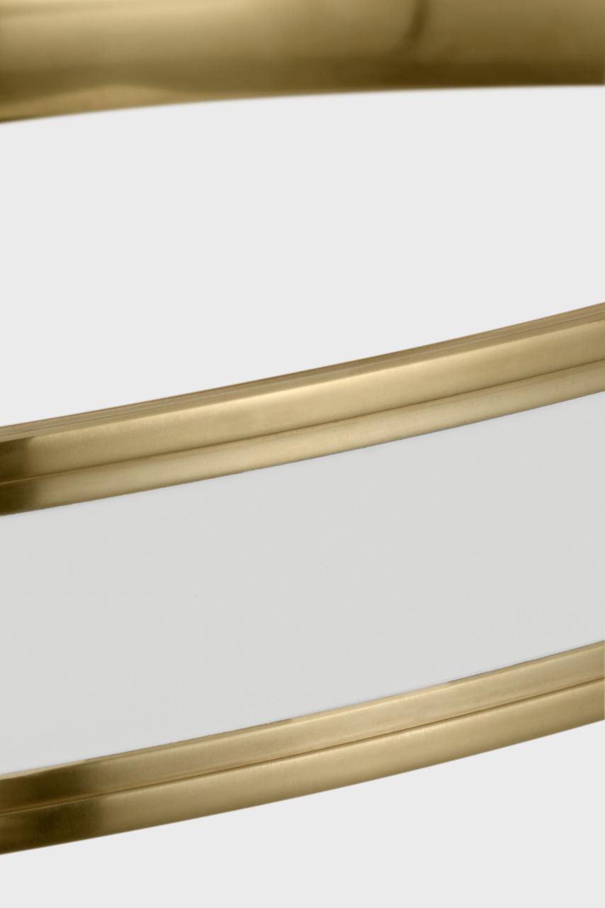 Connery 40" Two-Tier Ring Chandelier | Matte White and Antique-Burnished Brass
