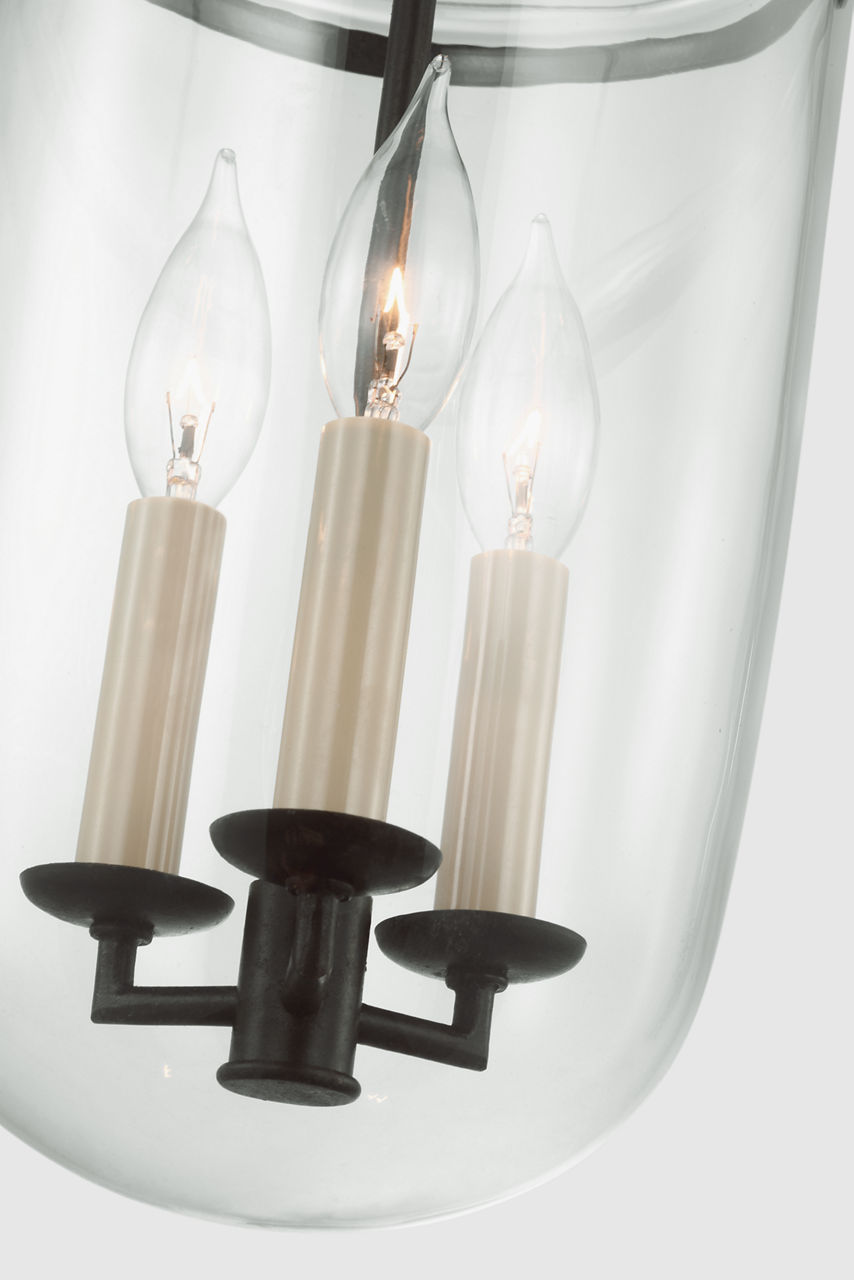 Lorford Tall Smoke Bell Lantern | Aged Iron | Clear Glass