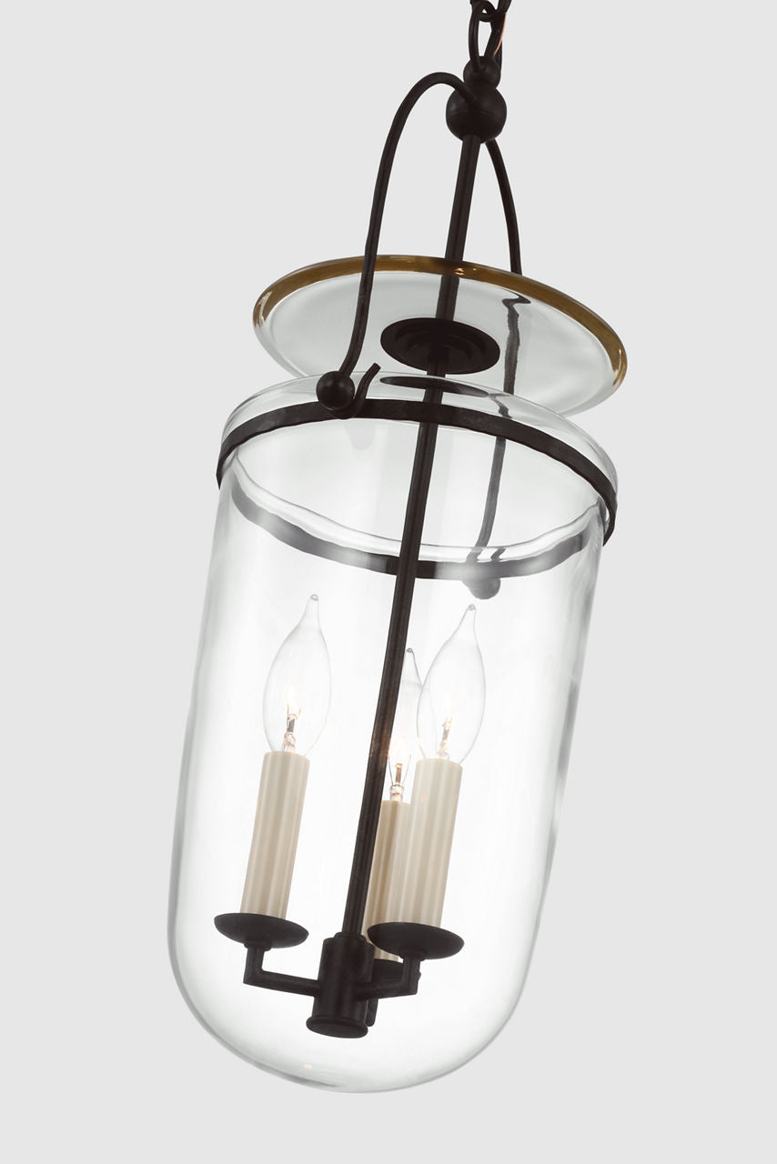 Lorford Tall Smoke Bell Lantern | Aged Iron | Clear Glass