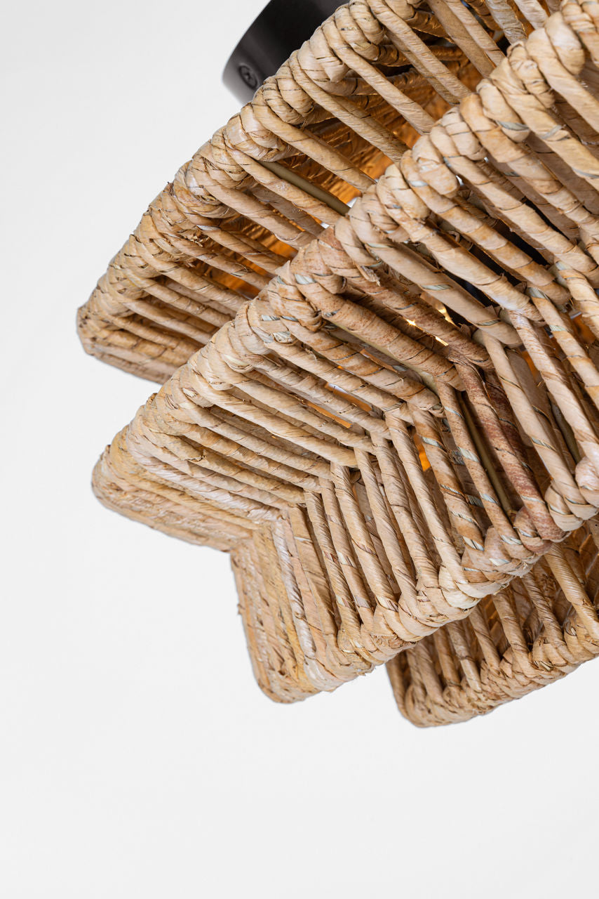 Antigua Large Drum Semi-Flush Mount | Bronze and Natural Abaca