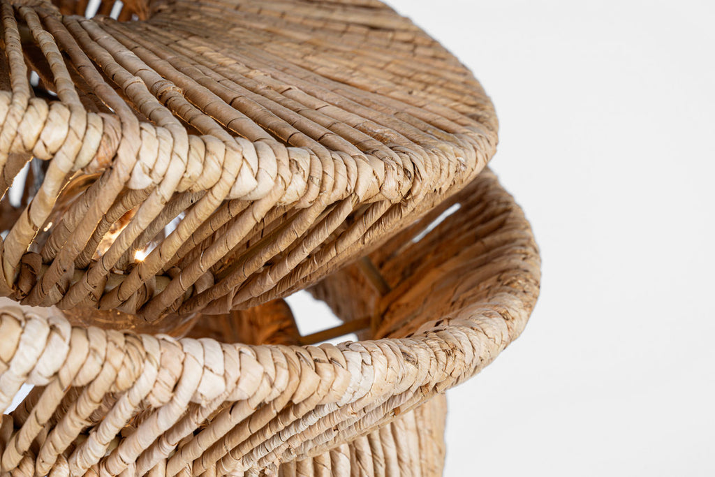 Antigua Large Drum Semi-Flush Mount | Bronze and Natural Abaca