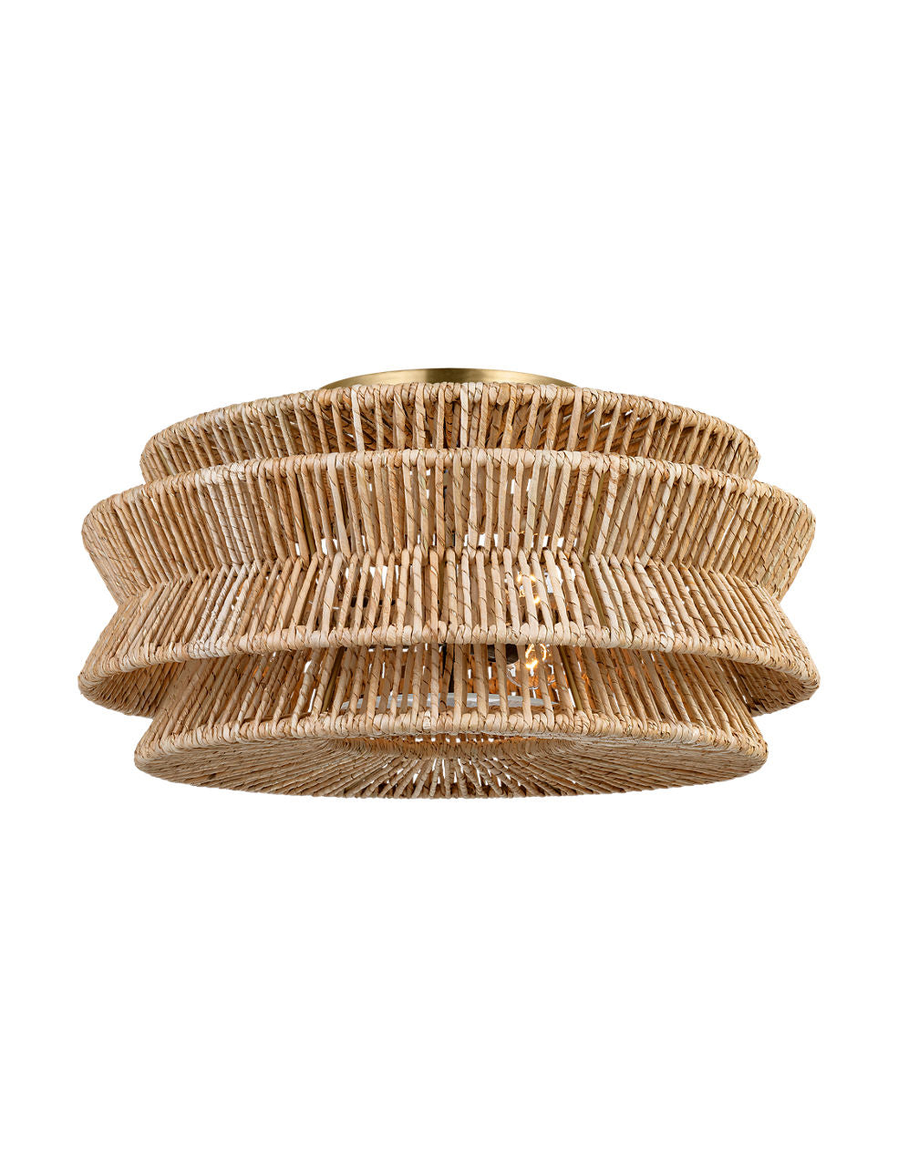 Antigua XL Semi-Flush Mount | Antique-Burnished Brass and Natural Abaca