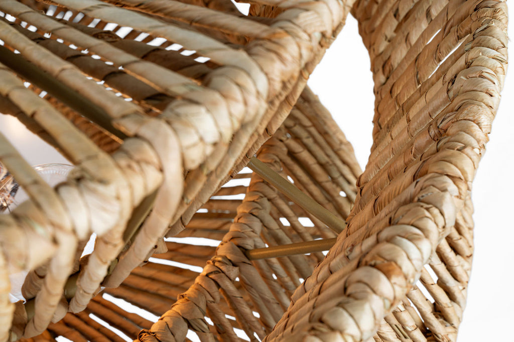 Antigua XL Drum Semi-Flush Mount | Bronze and Natural Abaca