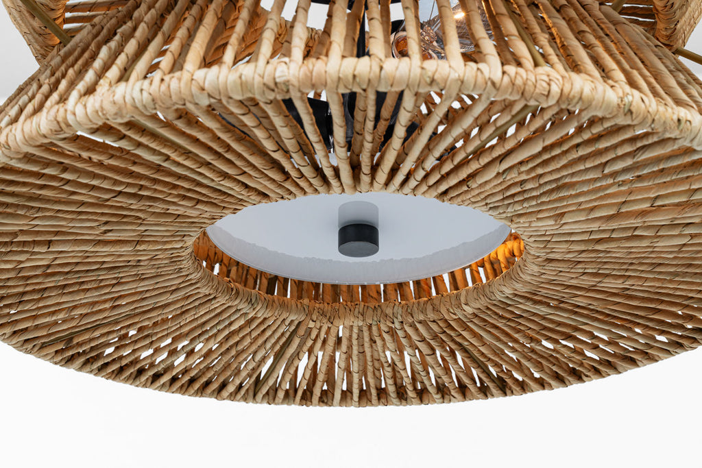 Antigua XL Drum Semi-Flush Mount | Bronze and Natural Abaca