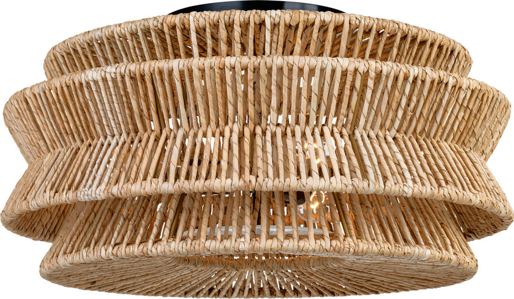 Antigua XL Drum Semi-Flush Mount | Bronze and Natural Abaca