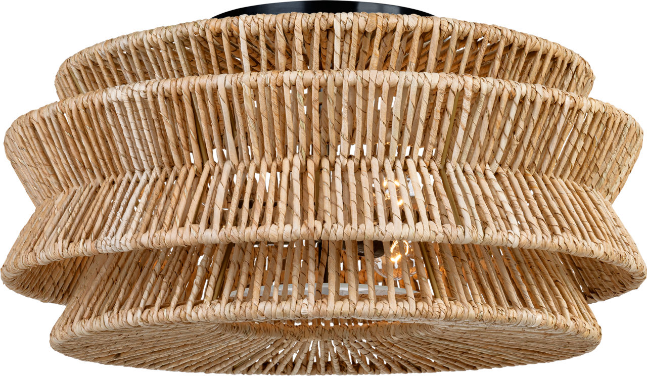 Antigua XL Drum Semi-Flush Mount | Bronze and Natural Abaca