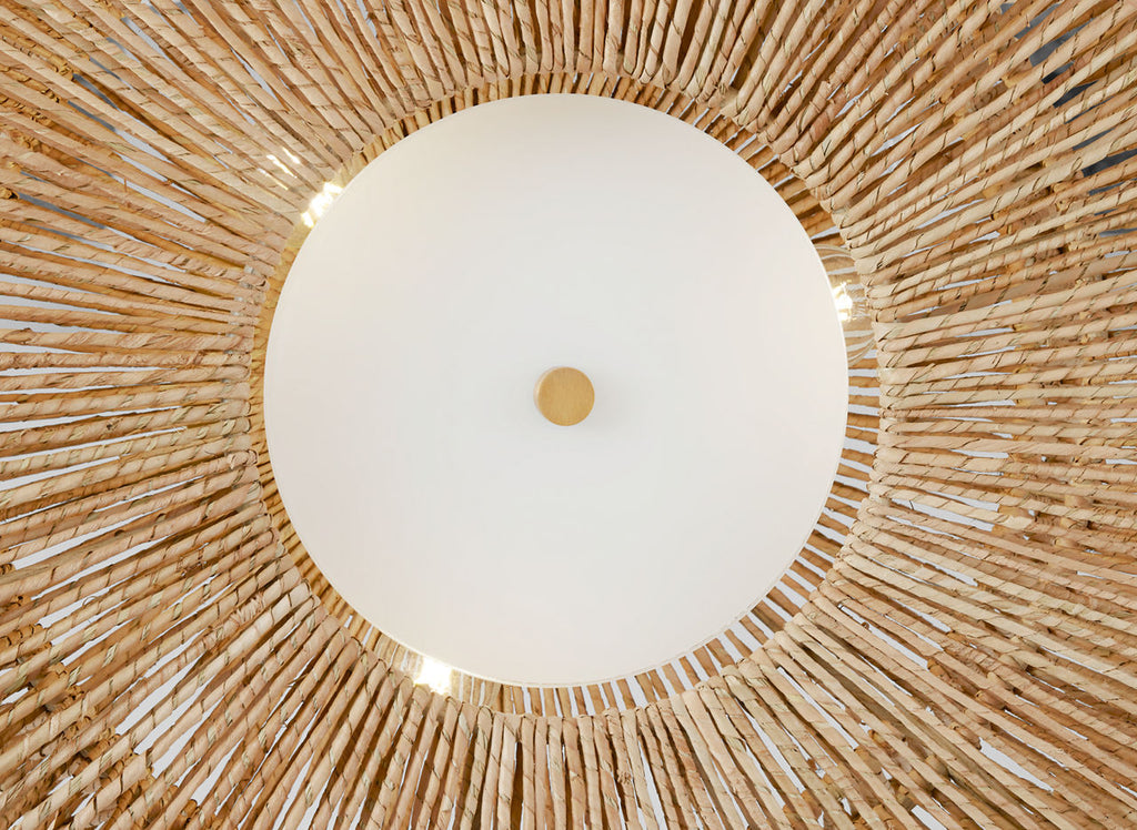 Antigua Grande Semi-Flush Mount | Antique-Burnished Brass and Natural Abaca