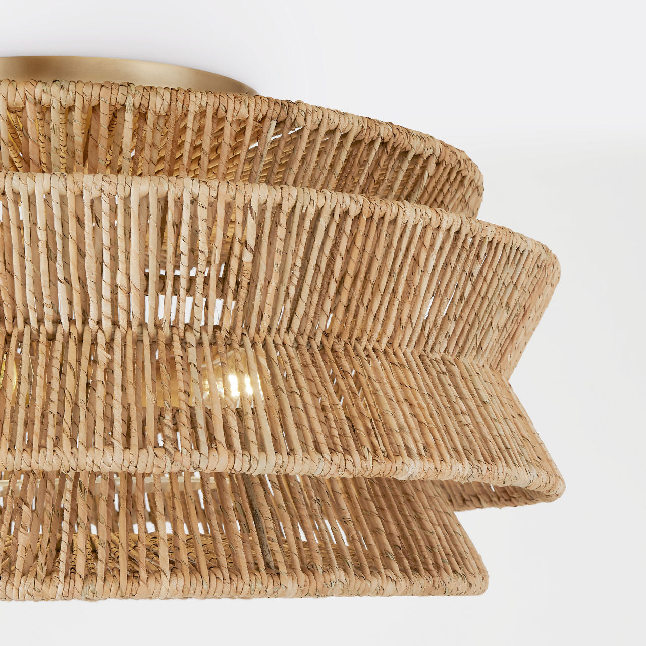 Antigua Grande Semi-Flush Mount | Antique-Burnished Brass and Natural Abaca