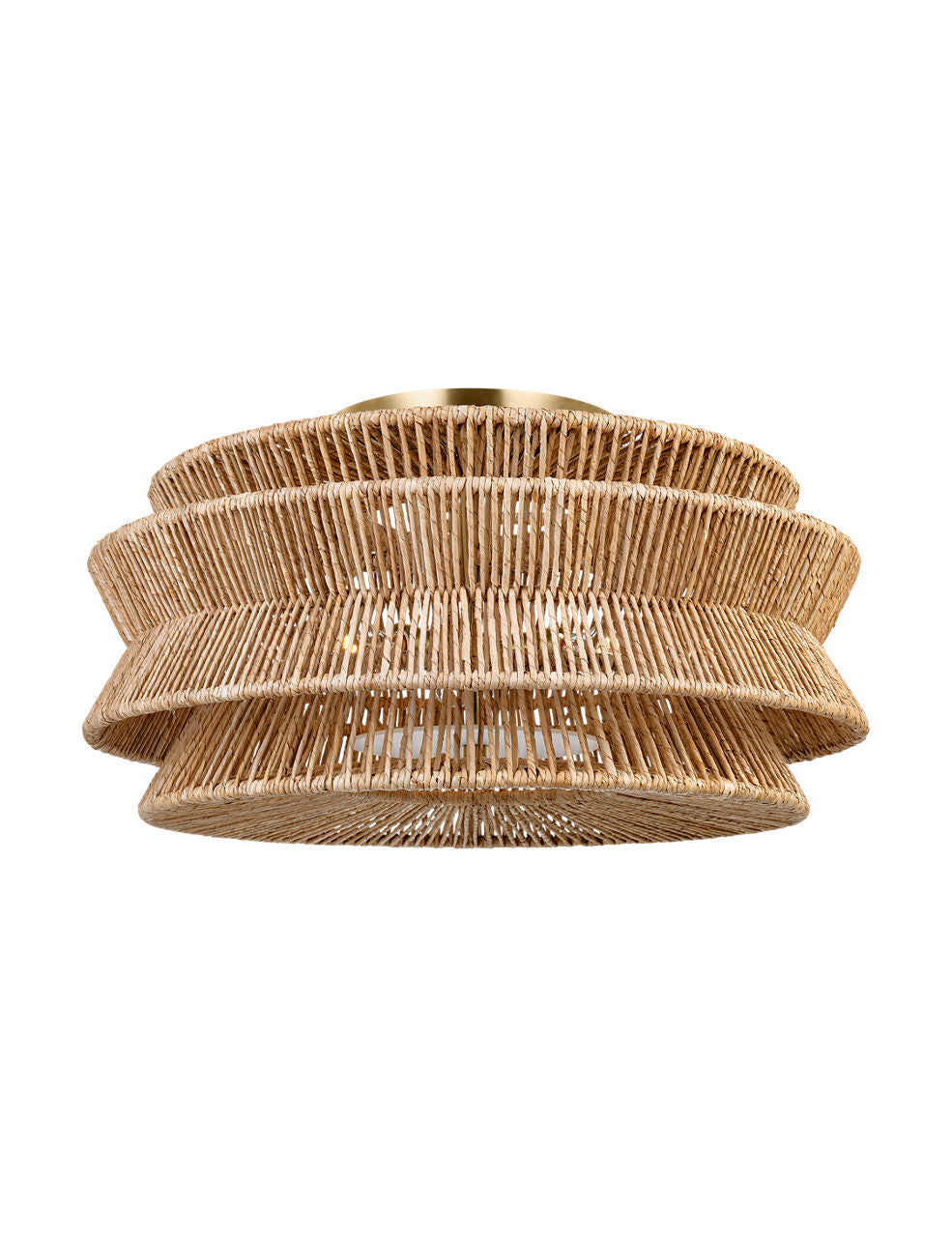 Antigua Grande Semi-Flush Mount | Antique-Burnished Brass and Natural Abaca