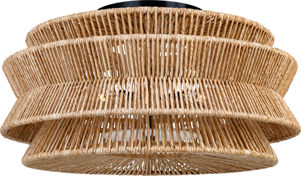 Antigua Grande Semi-Flush Mount | Bronze and Natural Abaca