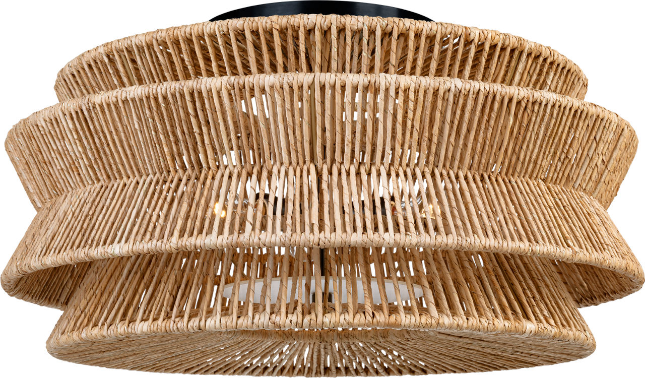Antigua Grande Semi-Flush Mount | Bronze and Natural Abaca