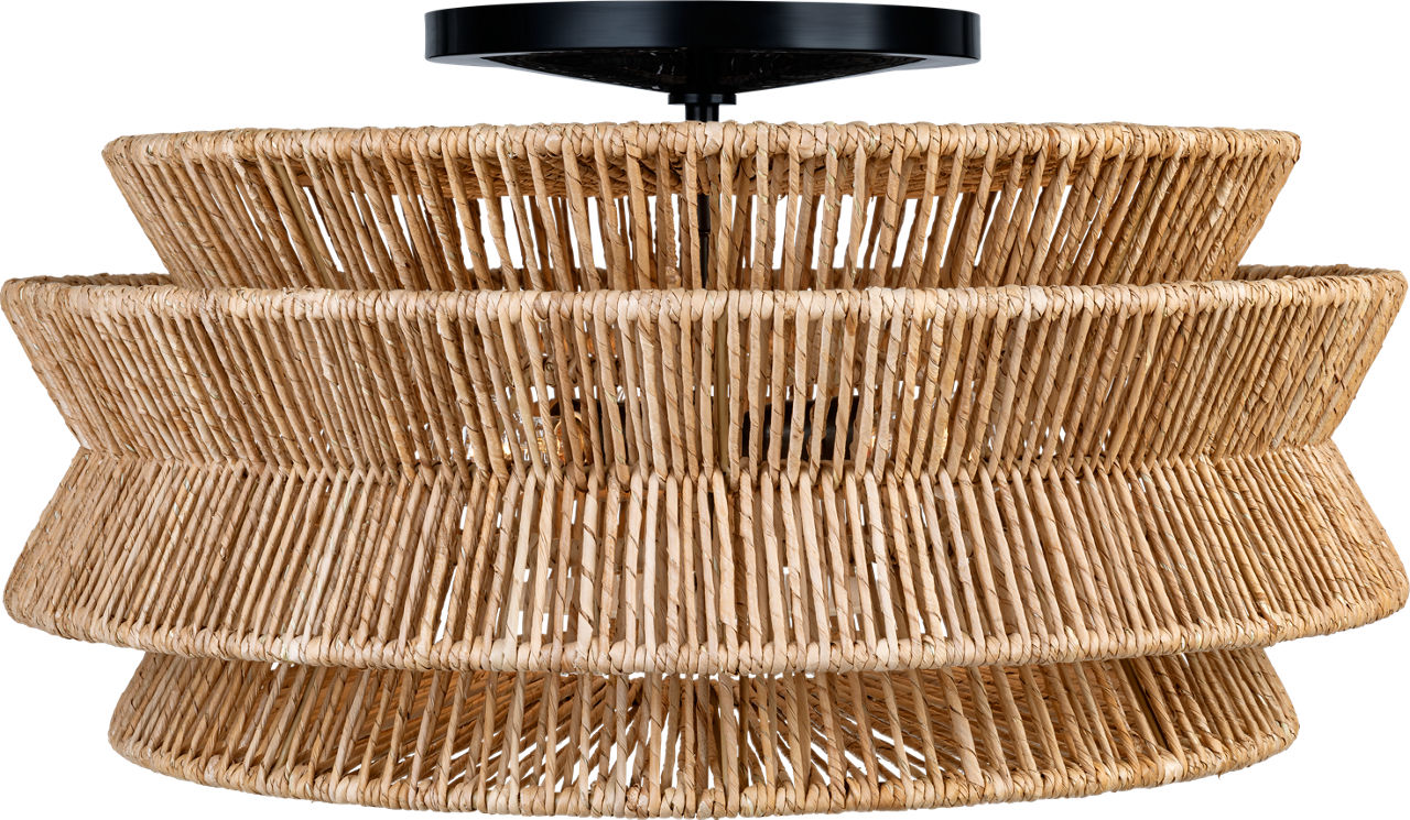 Antigua Grande Semi-Flush Mount | Bronze and Natural Abaca
