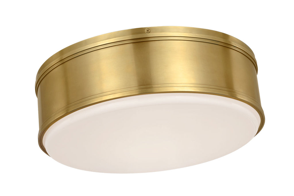 Marden 18" Flush Mount | Antique-Burnished Brass | White Glass