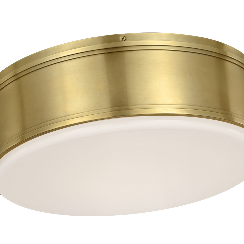 Marden 18" Flush Mount | Antique-Burnished Brass | White Glass