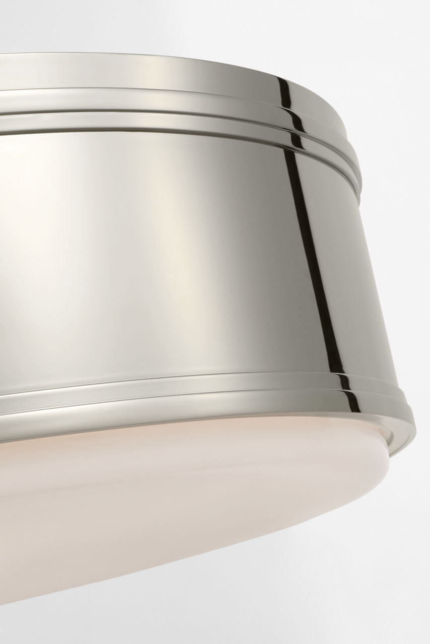 Marden 18" Flush Mount | Polished Nickel | White Glass
