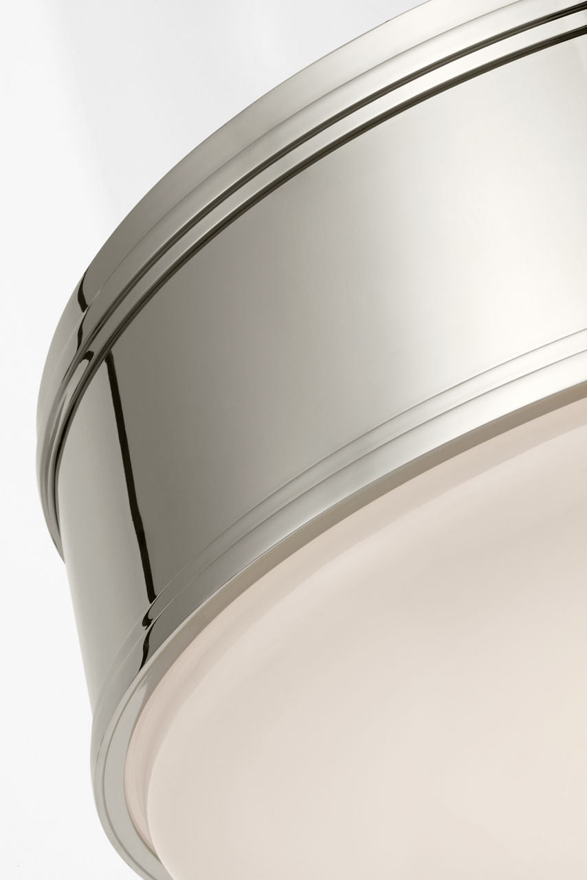 Marden 18" Flush Mount | Polished Nickel | White Glass