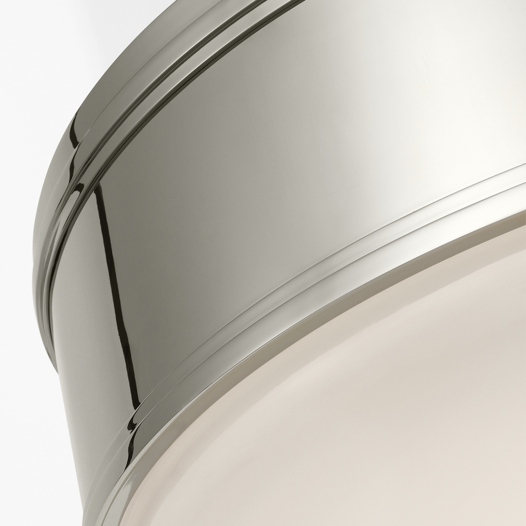 Marden 18" Flush Mount | Polished Nickel | White Glass