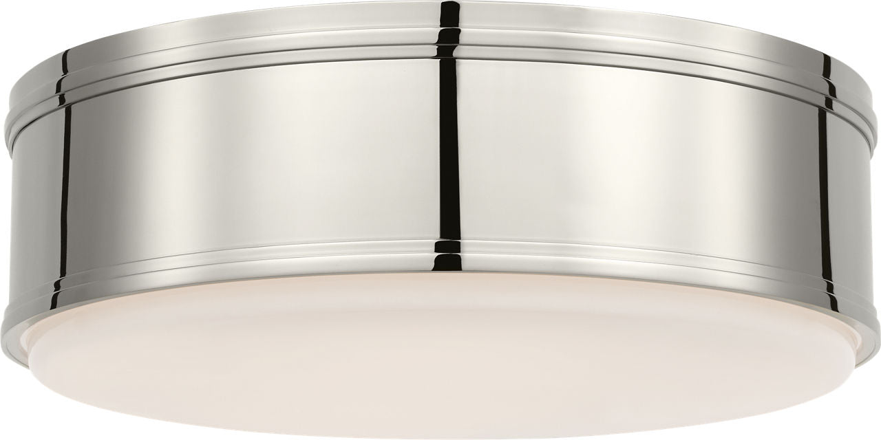 Marden 18" Flush Mount | Polished Nickel | White Glass