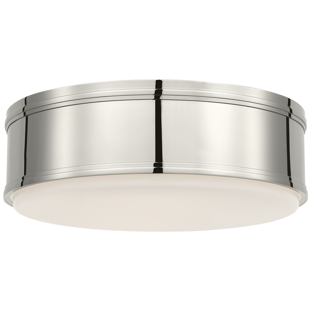 Marden 18" Flush Mount | Polished Nickel | White Glass