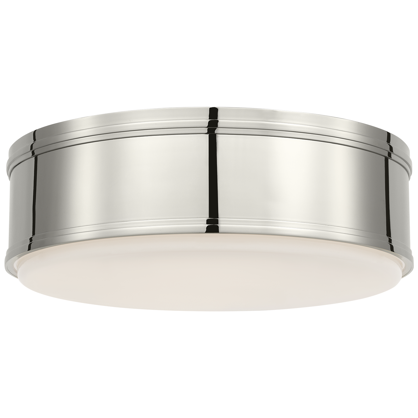 Marden 18" Flush Mount | Polished Nickel | White Glass