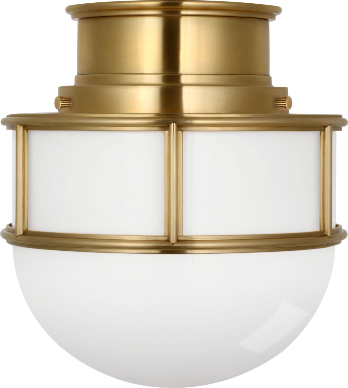 Martil 8" Flush Mount | Antique-Burnished Brass | White Glass