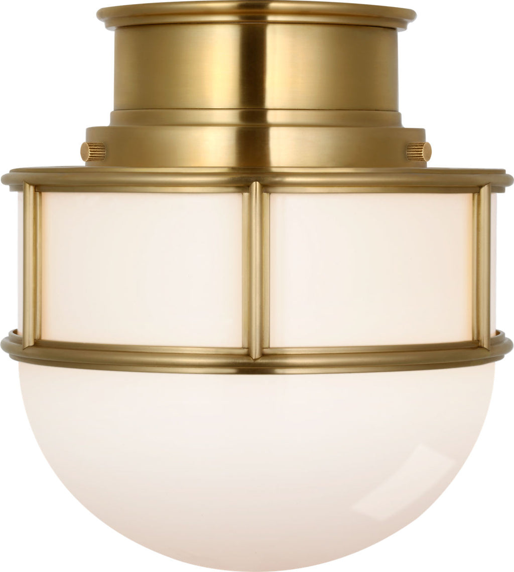 Martil 8" Flush Mount | Antique-Burnished Brass | White Glass