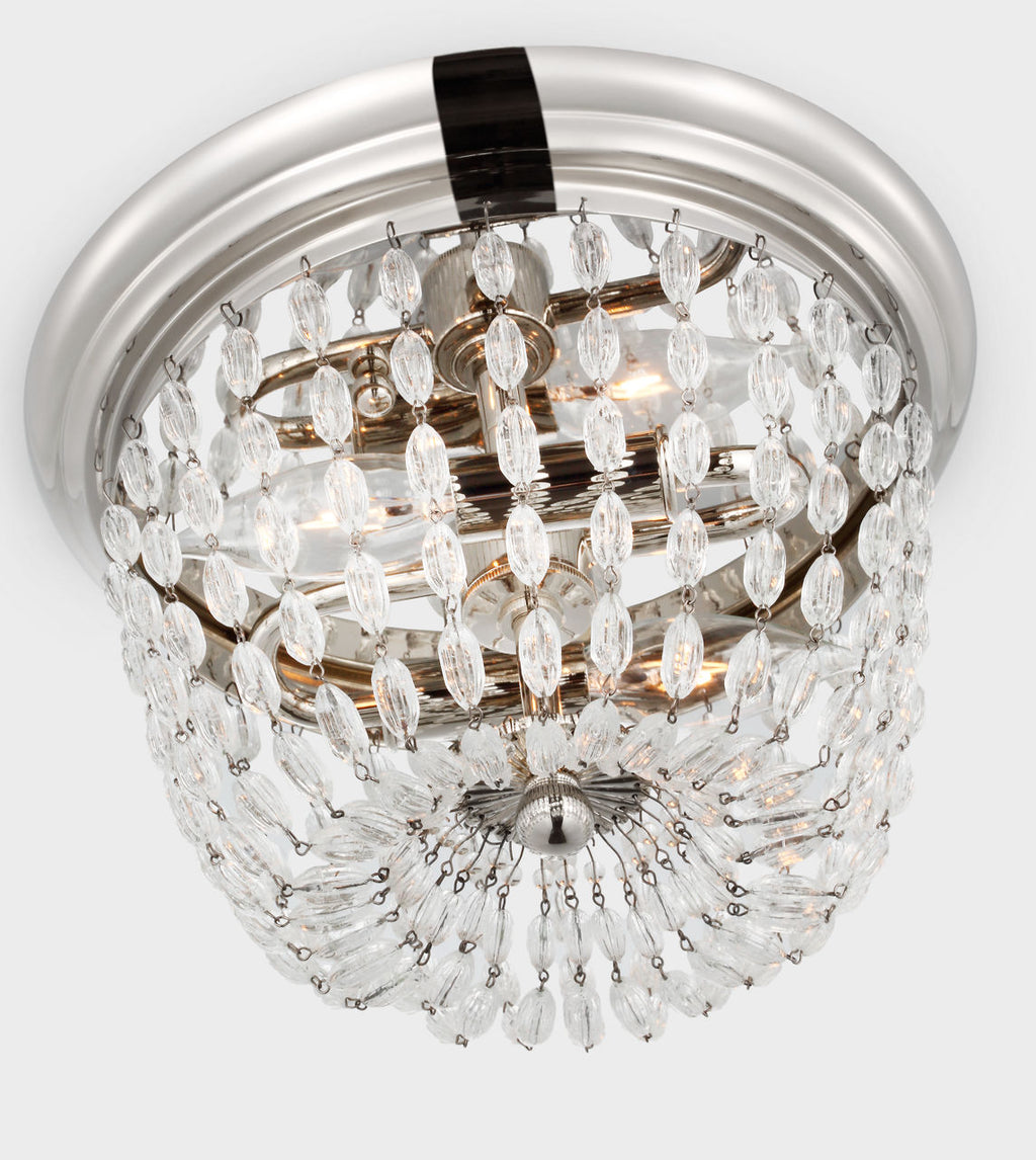 Paris Flea Market Small Flush Mount | Polished Nickel | Seeded Glass