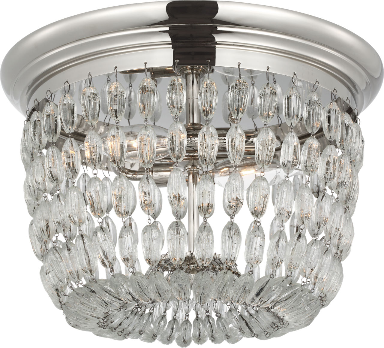 Paris Flea Market Medium Flush Mount | Polished Nickel | Seeded Glass