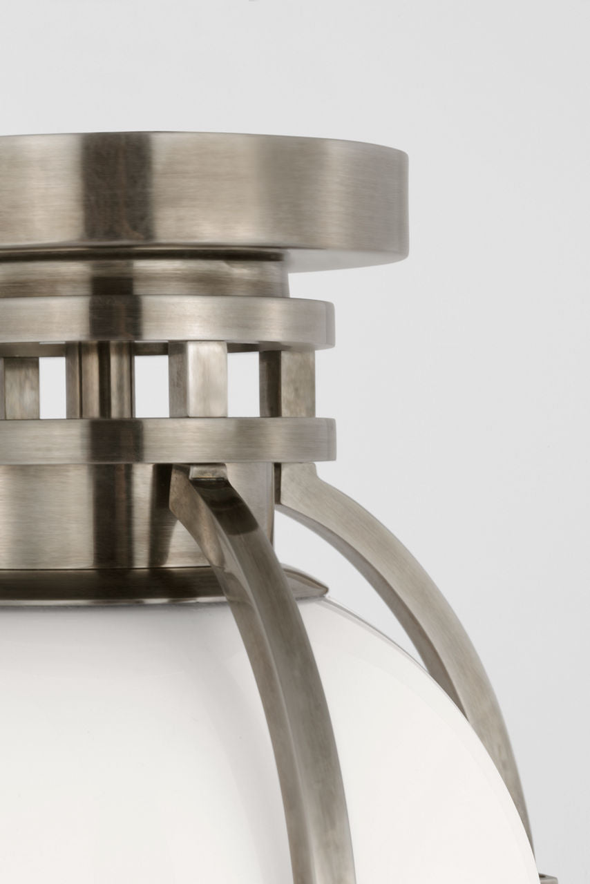 Gracie 7" Captured Globe Flush Mount | Antique Nickel | White Glass